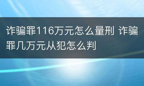 诈骗罪116万元怎么量刑 诈骗罪几万元从犯怎么判