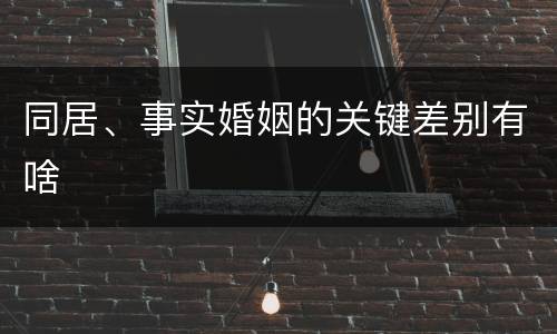 同居、事实婚姻的关键差别有啥