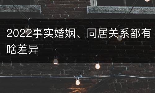 2022事实婚姻、同居关系都有啥差异