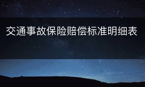 交通事故保险赔偿标准明细表