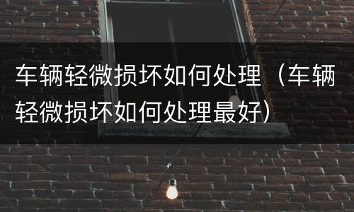 车辆轻微损坏如何处理（车辆轻微损坏如何处理最好）