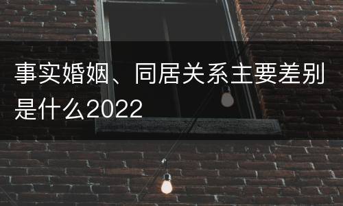 事实婚姻、同居关系主要差别是什么2022