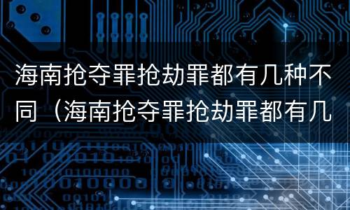 海南抢夺罪抢劫罪都有几种不同（海南抢夺罪抢劫罪都有几种不同罪名）