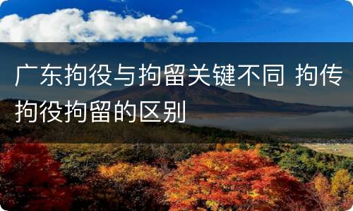 广东拘役与拘留关键不同 拘传拘役拘留的区别