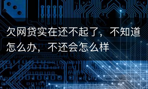 欠网贷实在还不起了，不知道怎么办，不还会怎么样