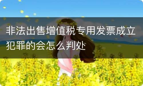 非法出售增值税专用发票成立犯罪的会怎么判处