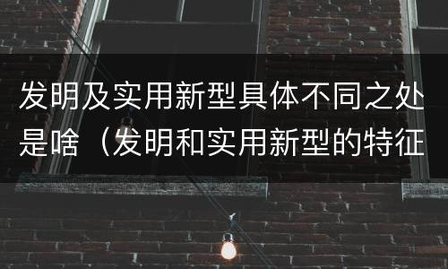 发明及实用新型具体不同之处是啥（发明和实用新型的特征）
