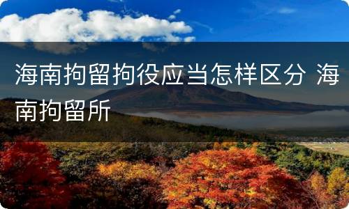 海南拘留拘役应当怎样区分 海南拘留所