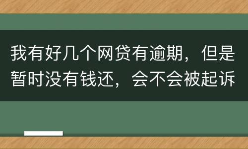 我有好几个网贷有逾期，但是暂时没有钱还，会不会被起诉抓人啊