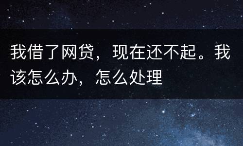 我借了网贷，现在还不起。我该怎么办，怎么处理