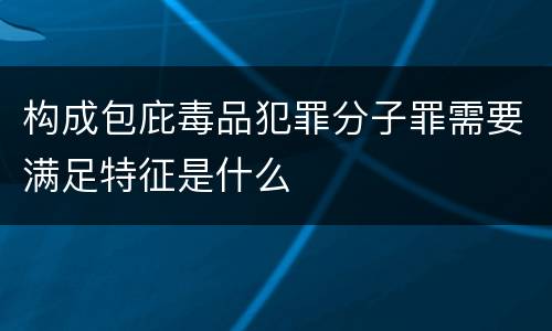构成包庇毒品犯罪分子罪需要满足特征是什么