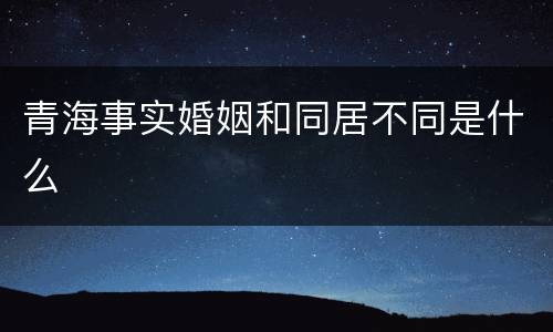 青海事实婚姻和同居不同是什么