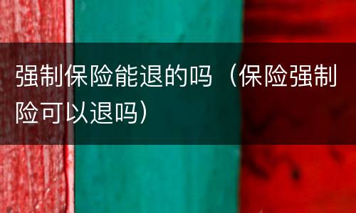 强制保险能退的吗（保险强制险可以退吗）