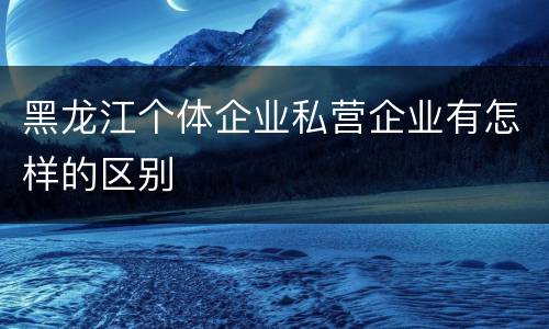 黑龙江个体企业私营企业有怎样的区别