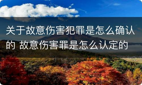 关于故意伤害犯罪是怎么确认的 故意伤害罪是怎么认定的