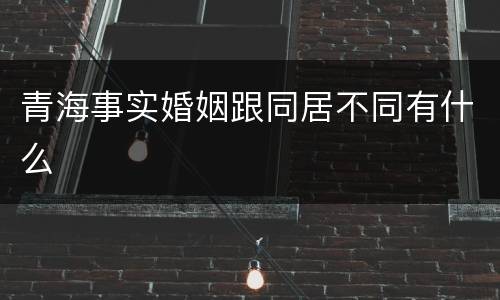 青海事实婚姻跟同居不同有什么