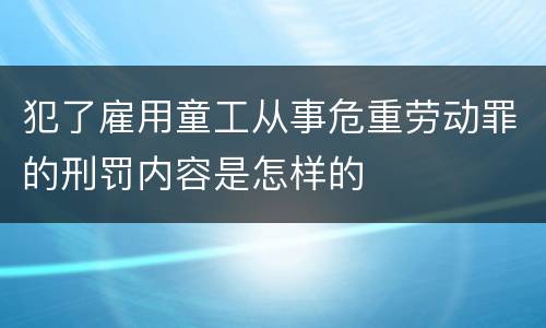 犯了雇用童工从事危重劳动罪的刑罚内容是怎样的