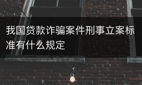 我国贷款诈骗案件刑事立案标准有什么规定