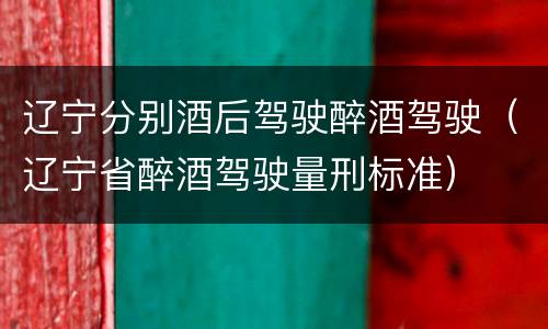 辽宁分别酒后驾驶醉酒驾驶（辽宁省醉酒驾驶量刑标准）