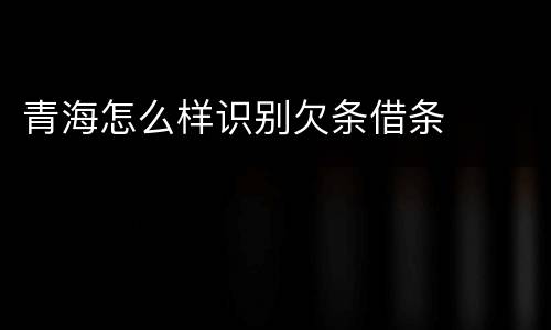 青海怎么样识别欠条借条