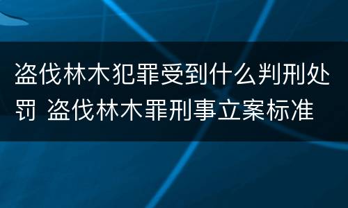 盗伐林木犯罪受到什么判刑处罚 盗伐林木罪刑事立案标准