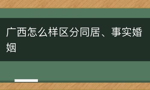 广西怎么样区分同居、事实婚姻