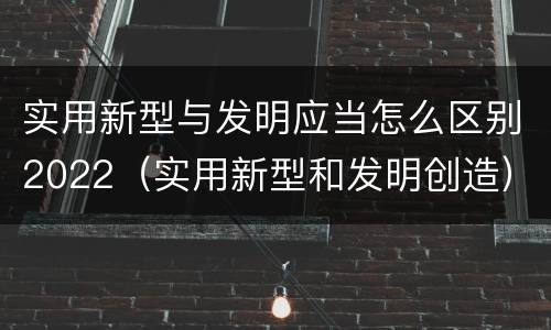 实用新型与发明应当怎么区别2022（实用新型和发明创造）