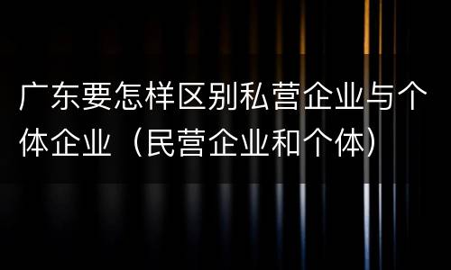 广东要怎样区别私营企业与个体企业（民营企业和个体）