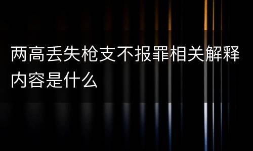 两高丢失枪支不报罪相关解释内容是什么