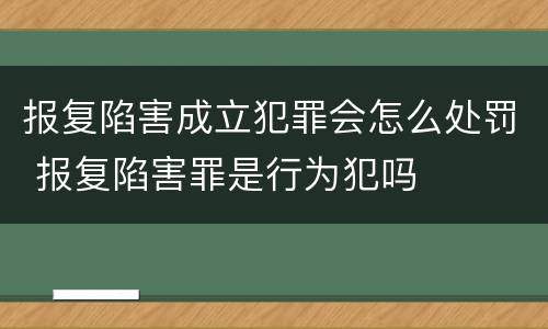 报复陷害成立犯罪会怎么处罚 报复陷害罪是行为犯吗