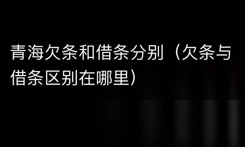 青海欠条和借条分别（欠条与借条区别在哪里）