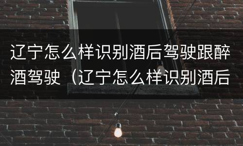 辽宁怎么样识别酒后驾驶跟醉酒驾驶（辽宁怎么样识别酒后驾驶跟醉酒驾驶的人）