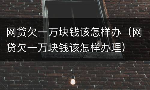 网贷欠一万块钱该怎样办（网贷欠一万块钱该怎样办理）