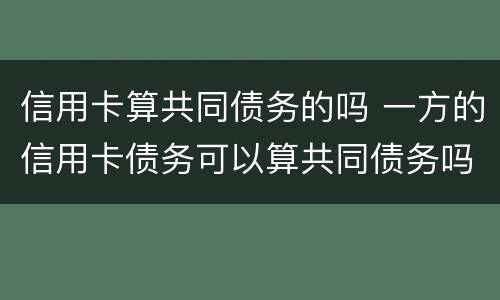 信用卡算共同债务的吗 一方的信用卡债务可以算共同债务吗