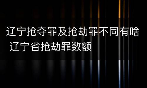 辽宁抢夺罪及抢劫罪不同有啥 辽宁省抢劫罪数额