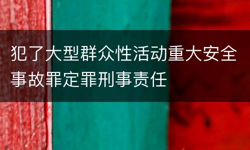 犯了大型群众性活动重大安全事故罪定罪刑事责任