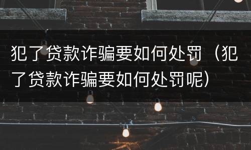 犯了贷款诈骗要如何处罚（犯了贷款诈骗要如何处罚呢）