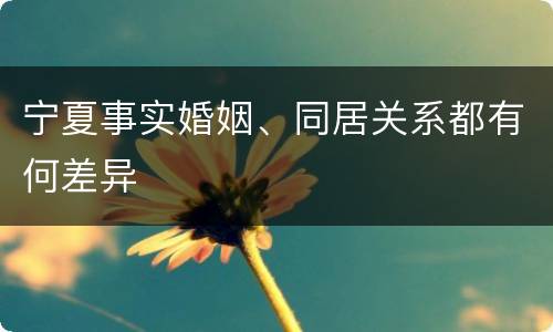 宁夏事实婚姻、同居关系都有何差异