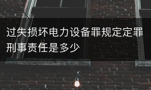 过失损坏电力设备罪规定定罪刑事责任是多少