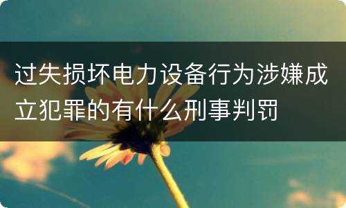 过失损坏电力设备行为涉嫌成立犯罪的有什么刑事判罚