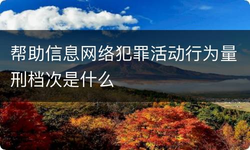 帮助信息网络犯罪活动行为量刑档次是什么