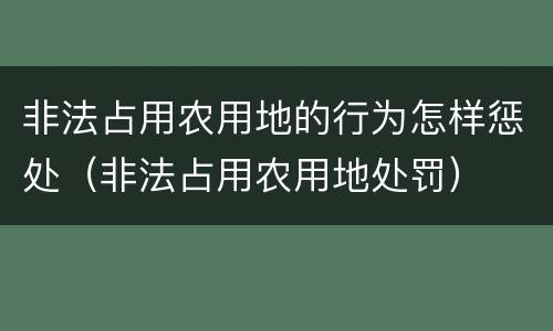 非法占用农用地的行为怎样惩处（非法占用农用地处罚）