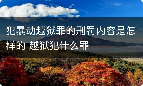 犯暴动越狱罪的刑罚内容是怎样的 越狱犯什么罪