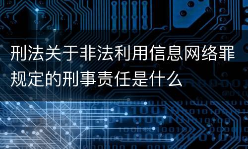 刑法关于非法利用信息网络罪规定的刑事责任是什么