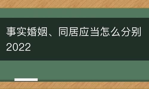 事实婚姻、同居应当怎么分别2022