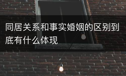 同居关系和事实婚姻的区别到底有什么体现