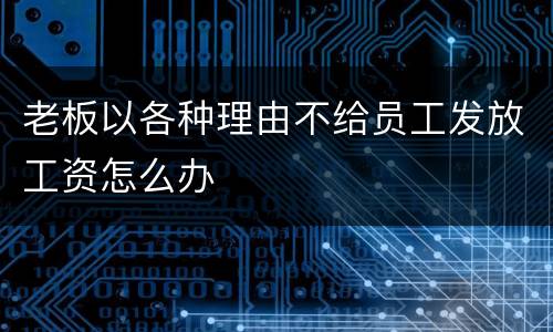 老板以各种理由不给员工发放工资怎么办