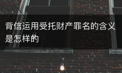 背信运用受托财产罪名的含义是怎样的