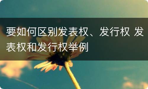 要如何区别发表权、发行权 发表权和发行权举例