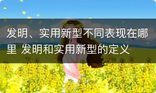 发明、实用新型不同表现在哪里 发明和实用新型的定义